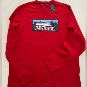 LL Bean L Women’s Cozy Camp Cotton Soft Tee Red NWT
